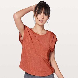 Lululemon Gait Keeper Short Sleeve Heathered Bonfire Orange Shirt Est Size 6